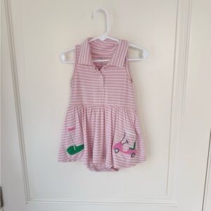 Angel Dear Pink Stripe Appliqué Golf Polo Dress Bodysuit 18-24M - FABRIC CUTS